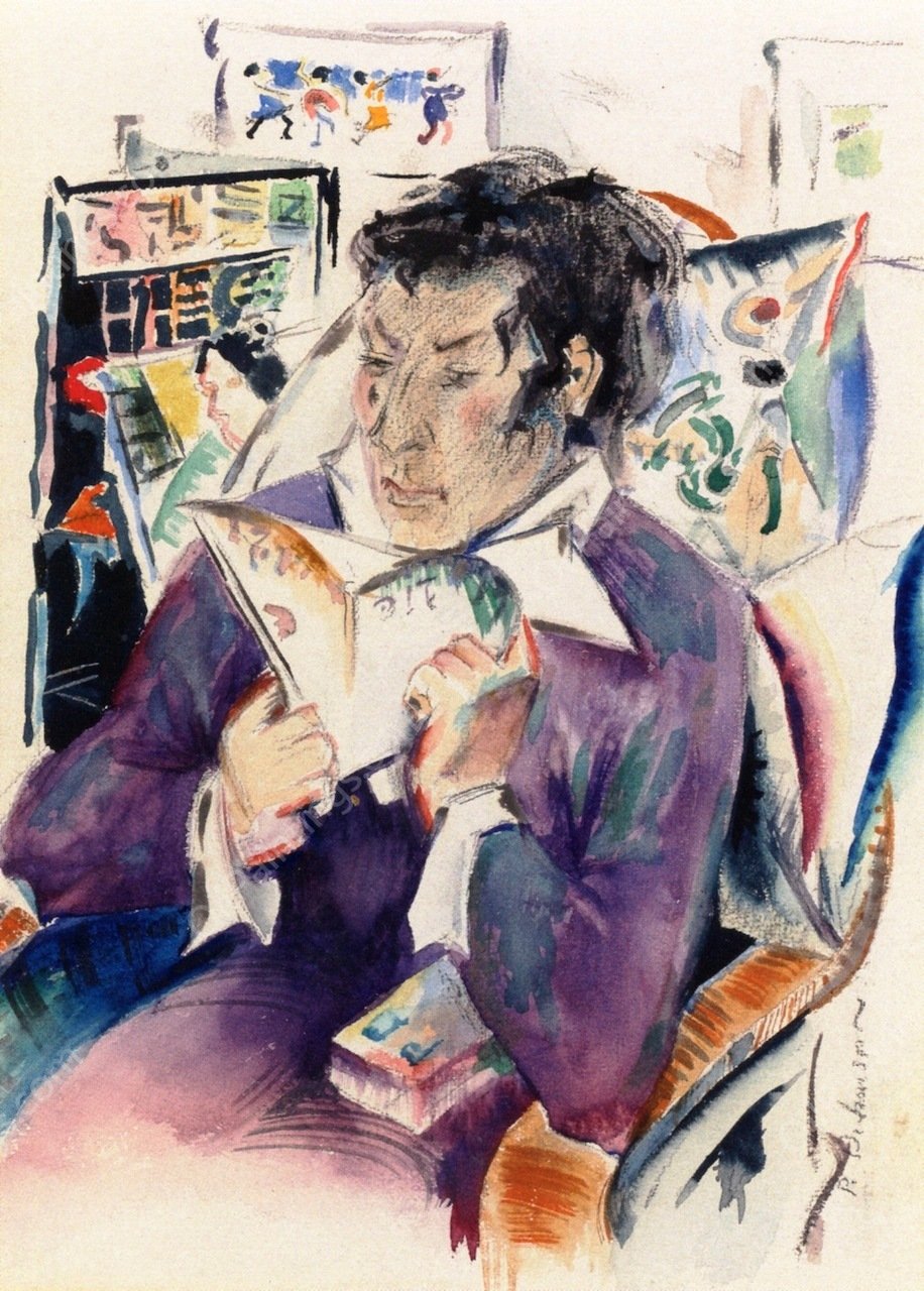 Man Reading by Preston Dickinson - Hand-Painted Oil Painting Reproduction