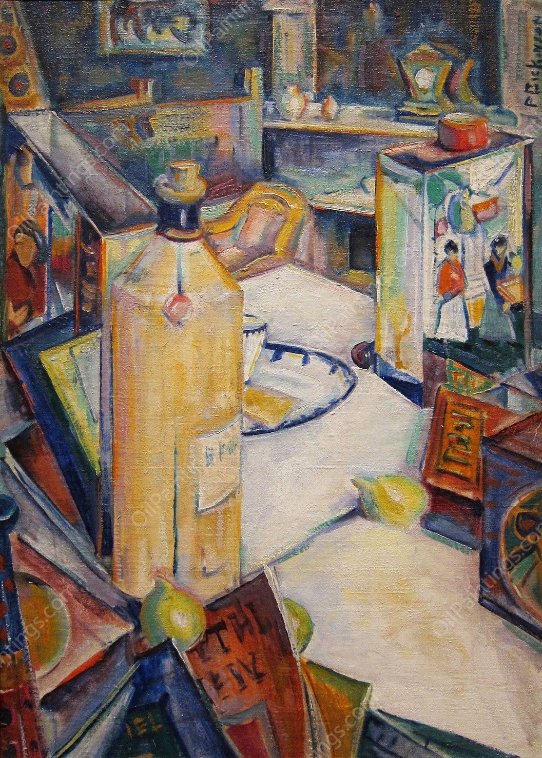 Still Life in Interior  by Preston Dickinson - Hand-Painted Oil Painting Reproduction