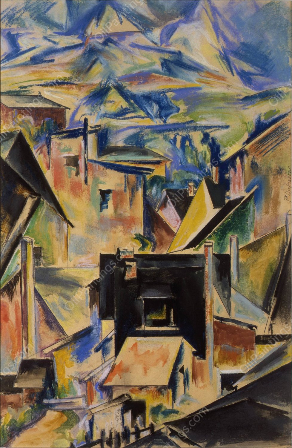 The Black House  by Preston Dickinson - Hand-Painted Oil Painting Reproduction