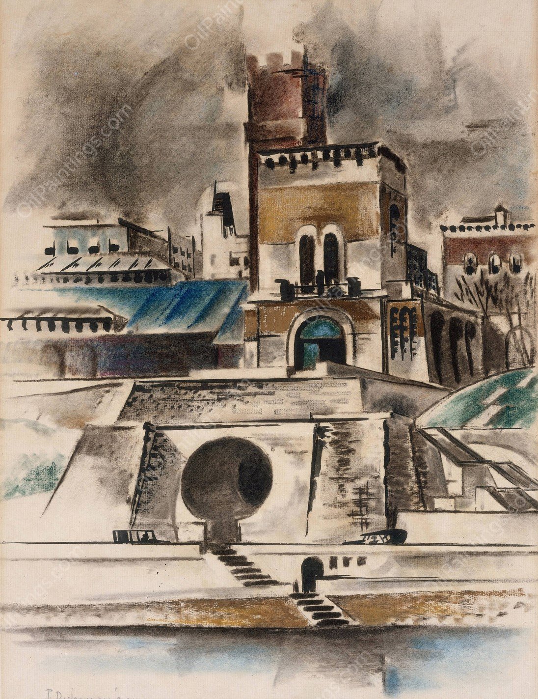 The Water Gate  by Preston Dickinson - Hand-Painted Oil Painting Reproduction