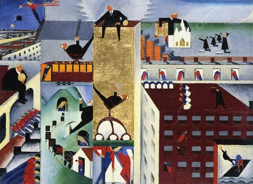 Tower of Gold by Preston Dickinson - Hand-Painted Oil Painting Reproduction