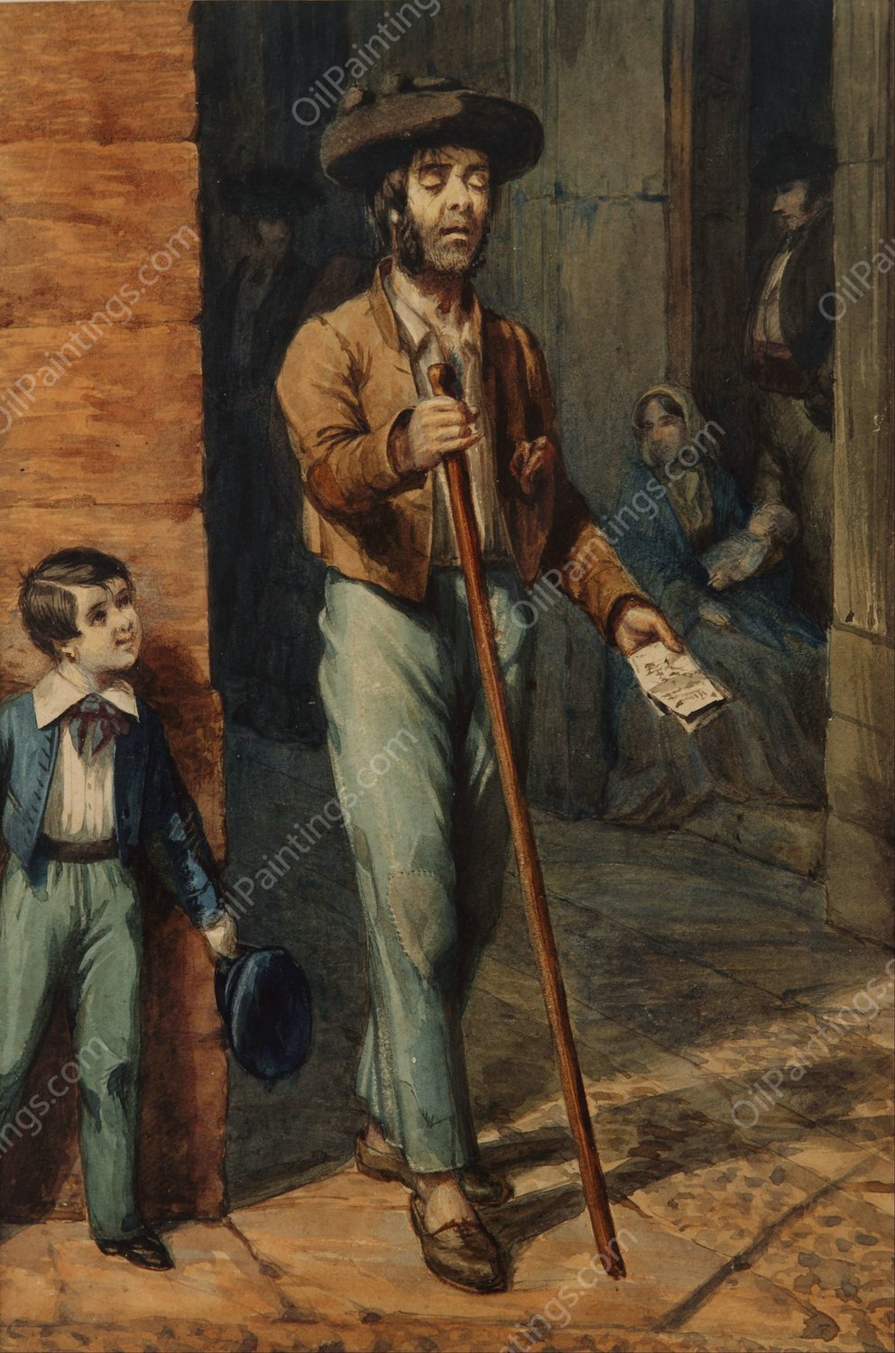 Ciego Popular En Cadiz  by Prilidiano Pueyrredon - Hand-Painted Oil Painting Reproduction