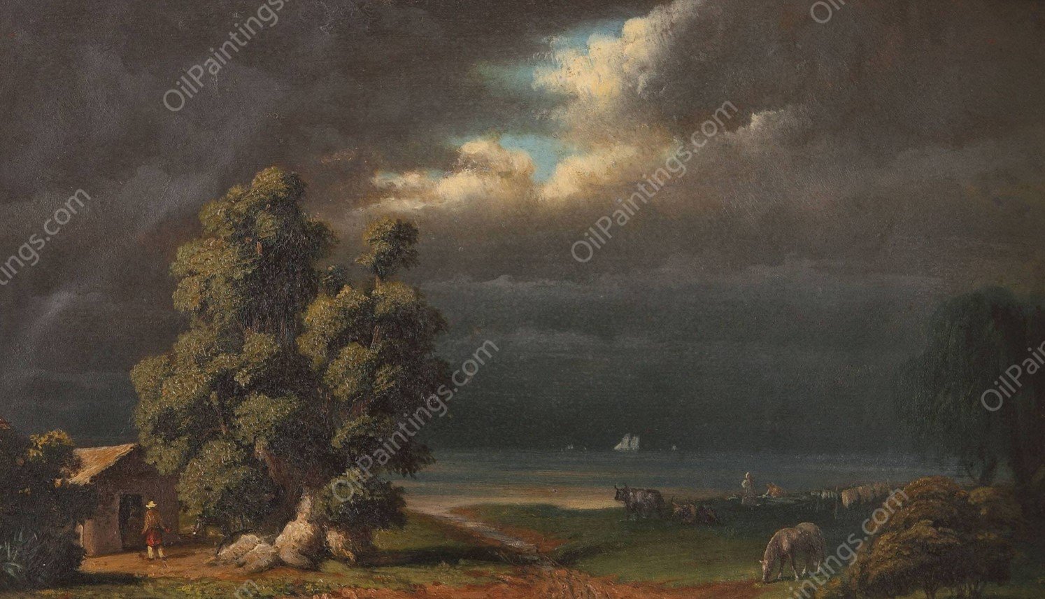 Costa del Rio de la Plata by Prilidiano Pueyrredon - Hand-Painted Oil Painting Reproduction
