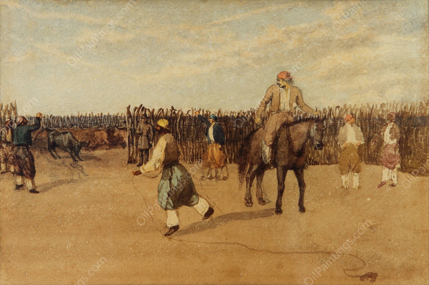 En El Corral  by Prilidiano Pueyrredon - Hand-Painted Oil Painting Reproduction