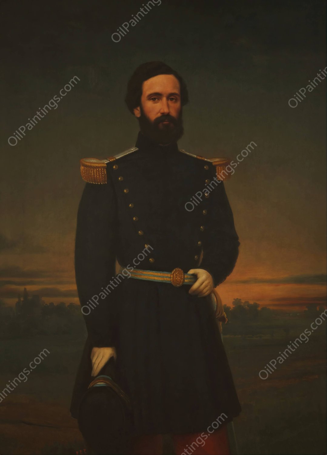 Retrato de Don Alejandro Diaz  by Prilidiano Pueyrredon - Hand-Painted Oil Painting Reproduction