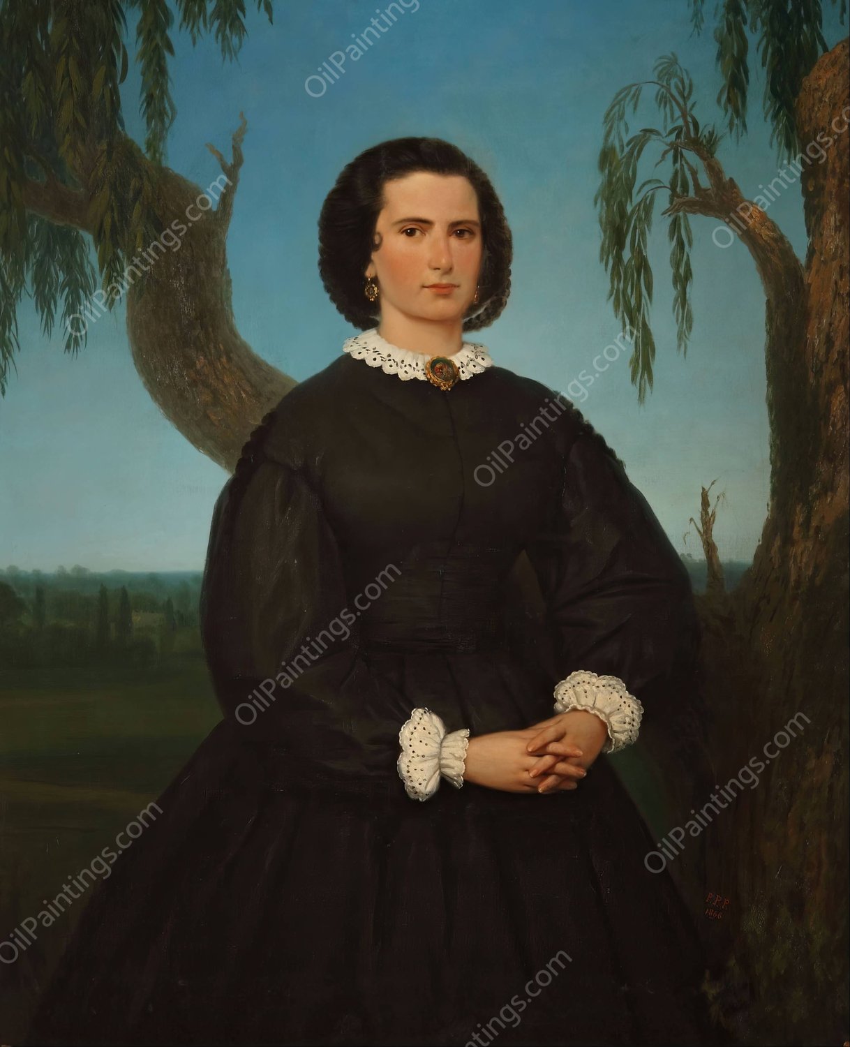 Retrato de Dona Josefa Saenz Valiente  by Prilidiano Pueyrredon - Hand-Painted Oil Painting Reproduction