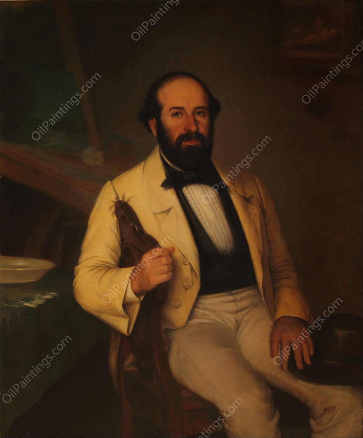 Retrato de Santiago Calzadilla  by Prilidiano Pueyrredon - Hand-Painted Oil Painting Reproduction