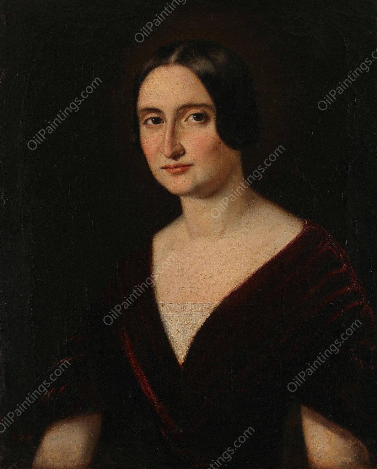 Retrato de Senora  by Prilidiano Pueyrredon - Hand-Painted Oil Painting Reproduction