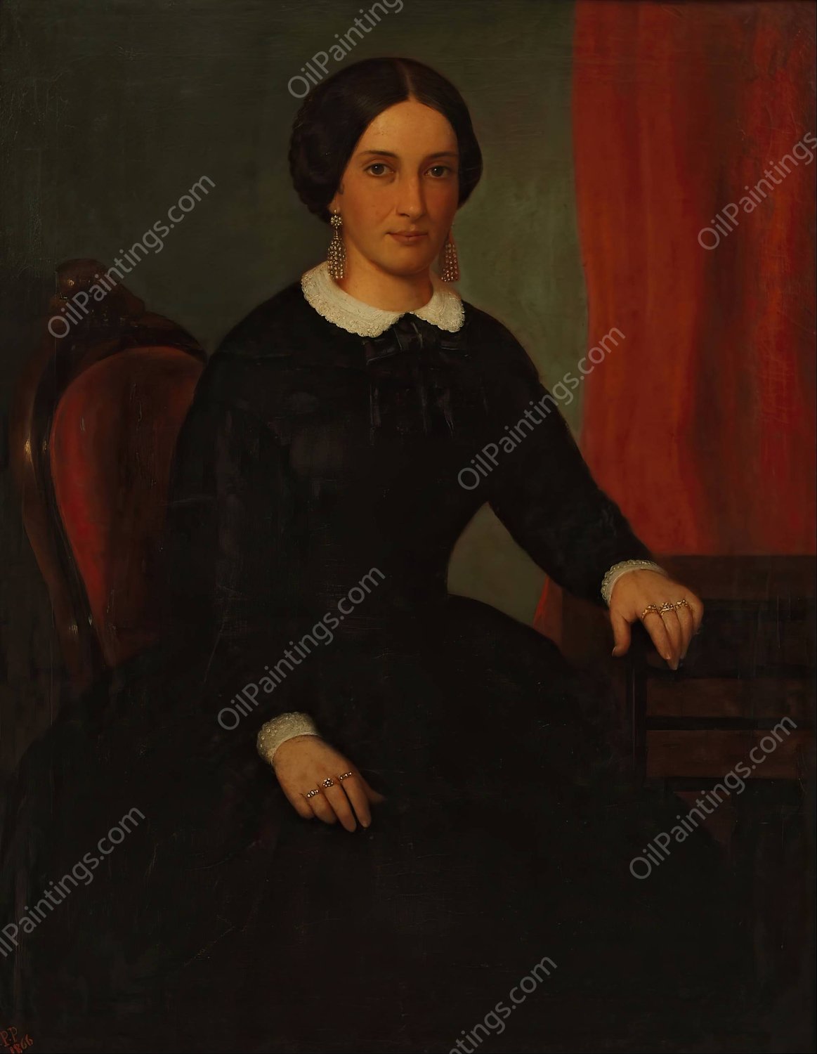 Trinidad Saravia de Huergo  by Prilidiano Pueyrredon - Hand-Painted Oil Painting Reproduction