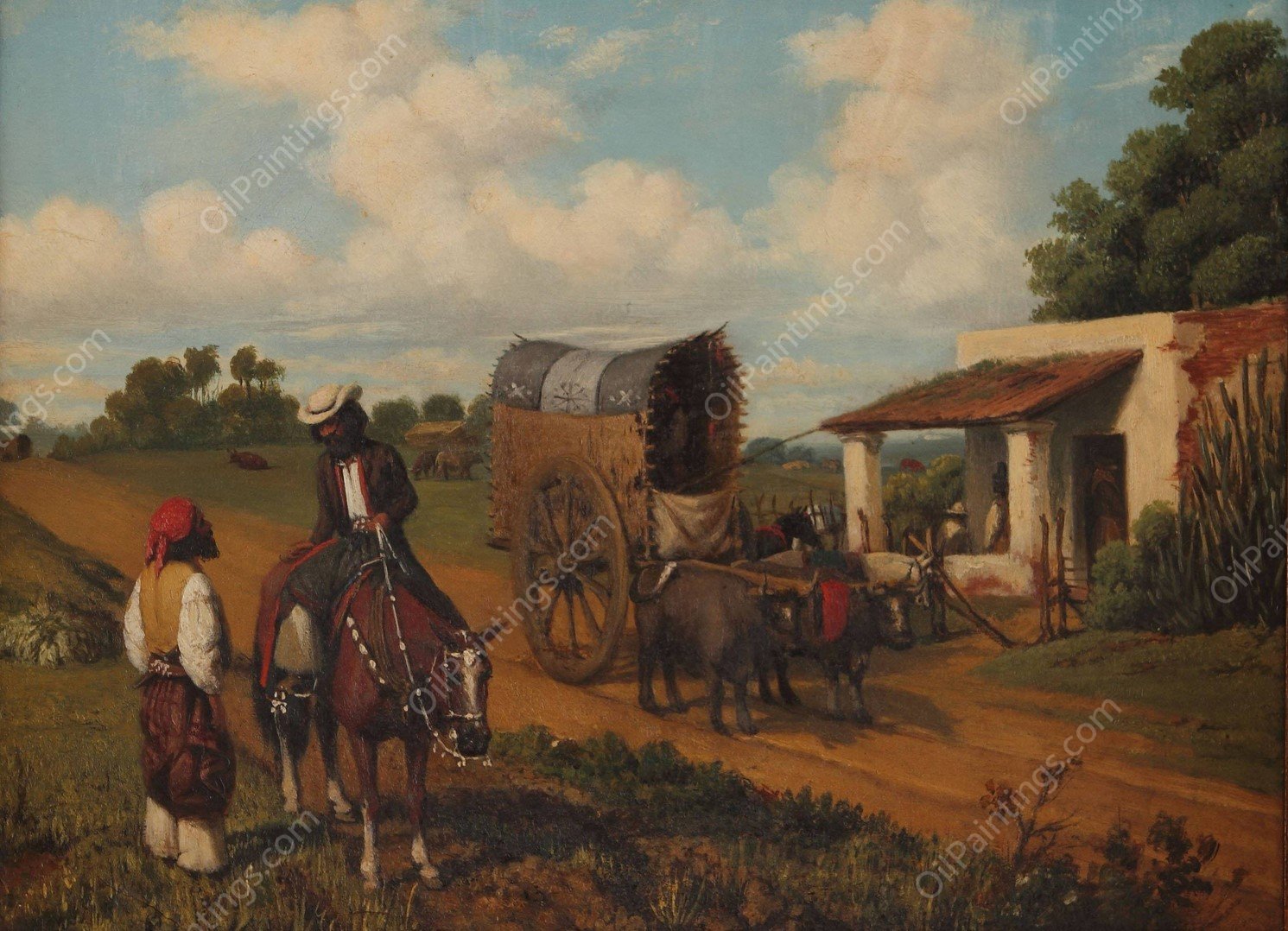 Un alto en la pulperia  by Prilidiano Pueyrredon - Hand-Painted Oil Painting Reproduction