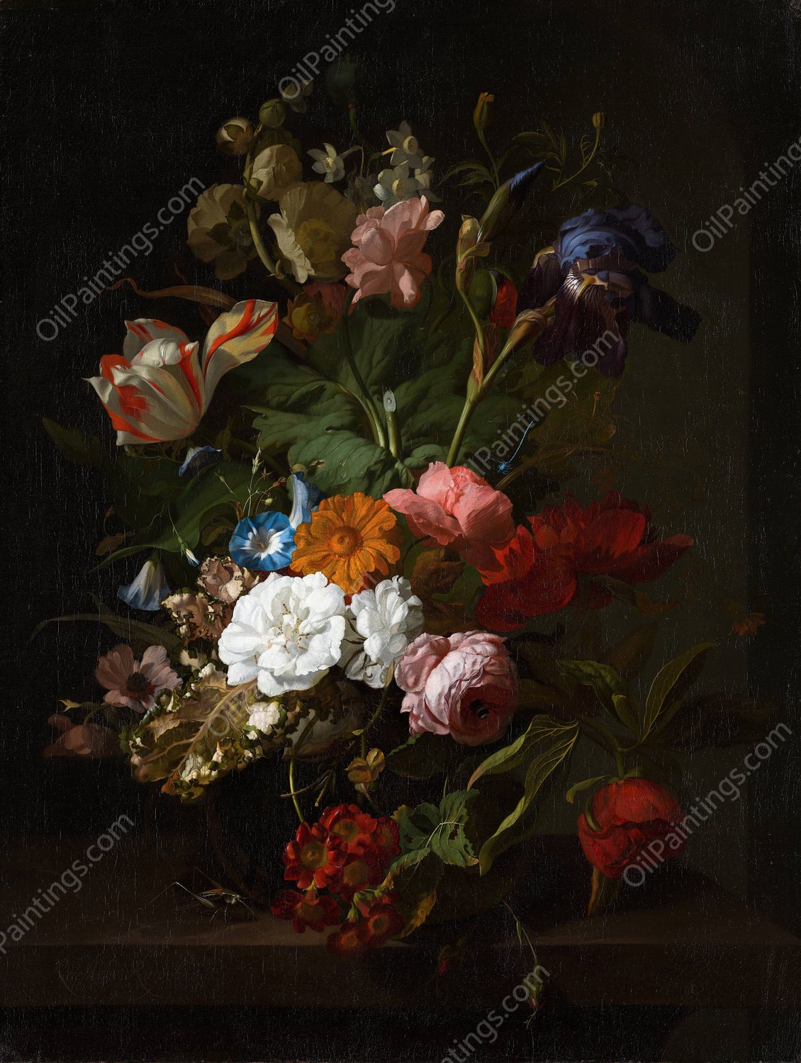 Vase with Flowers  by Rachel Ruysch - Hand-Painted Oil Painting Reproduction