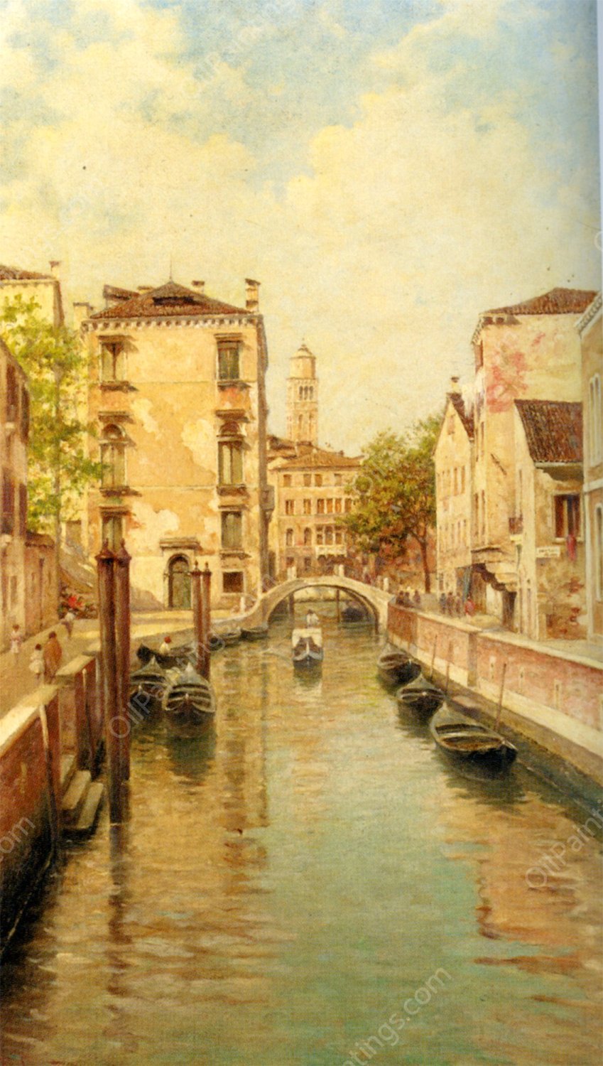 A Canal in Venice by Rafael Senet - Hand-Painted Oil Painting Reproduction