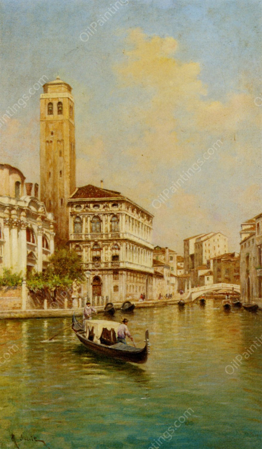 The Gondoliers by Rafael Senet - Hand-Painted Oil Painting Reproduction