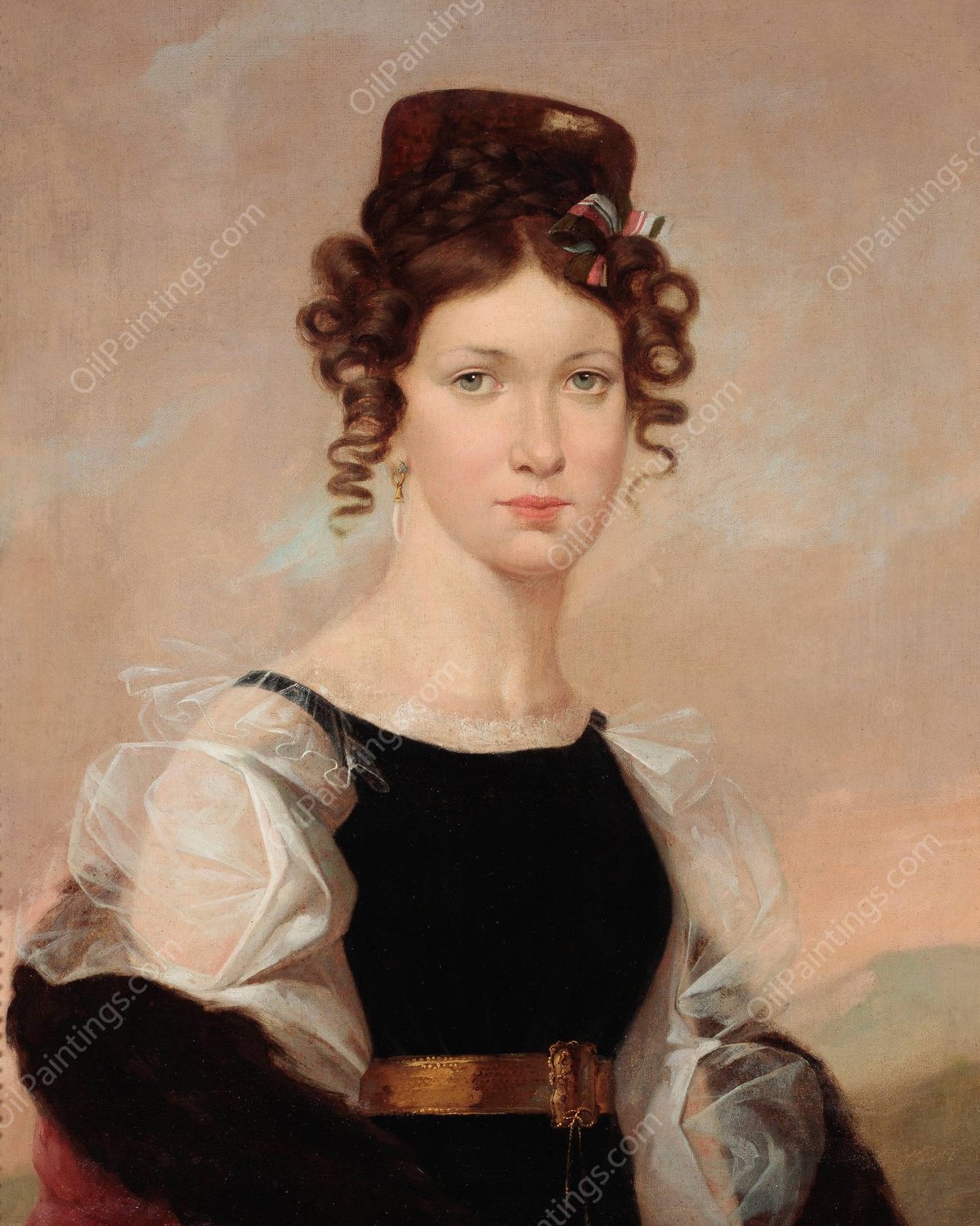 Portrait of Antonina Gepner nee Czyszkowska  by Rafal Hadziewicz - Hand-Painted Oil Painting Reproduction
