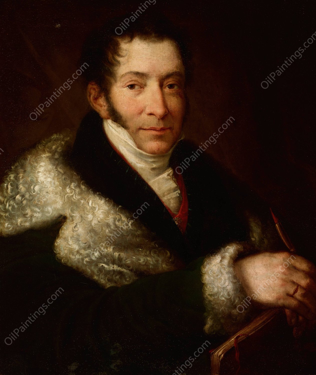 Portrait of Jozef Brodowski  by Rafal Hadziewicz - Hand-Painted Oil Painting Reproduction