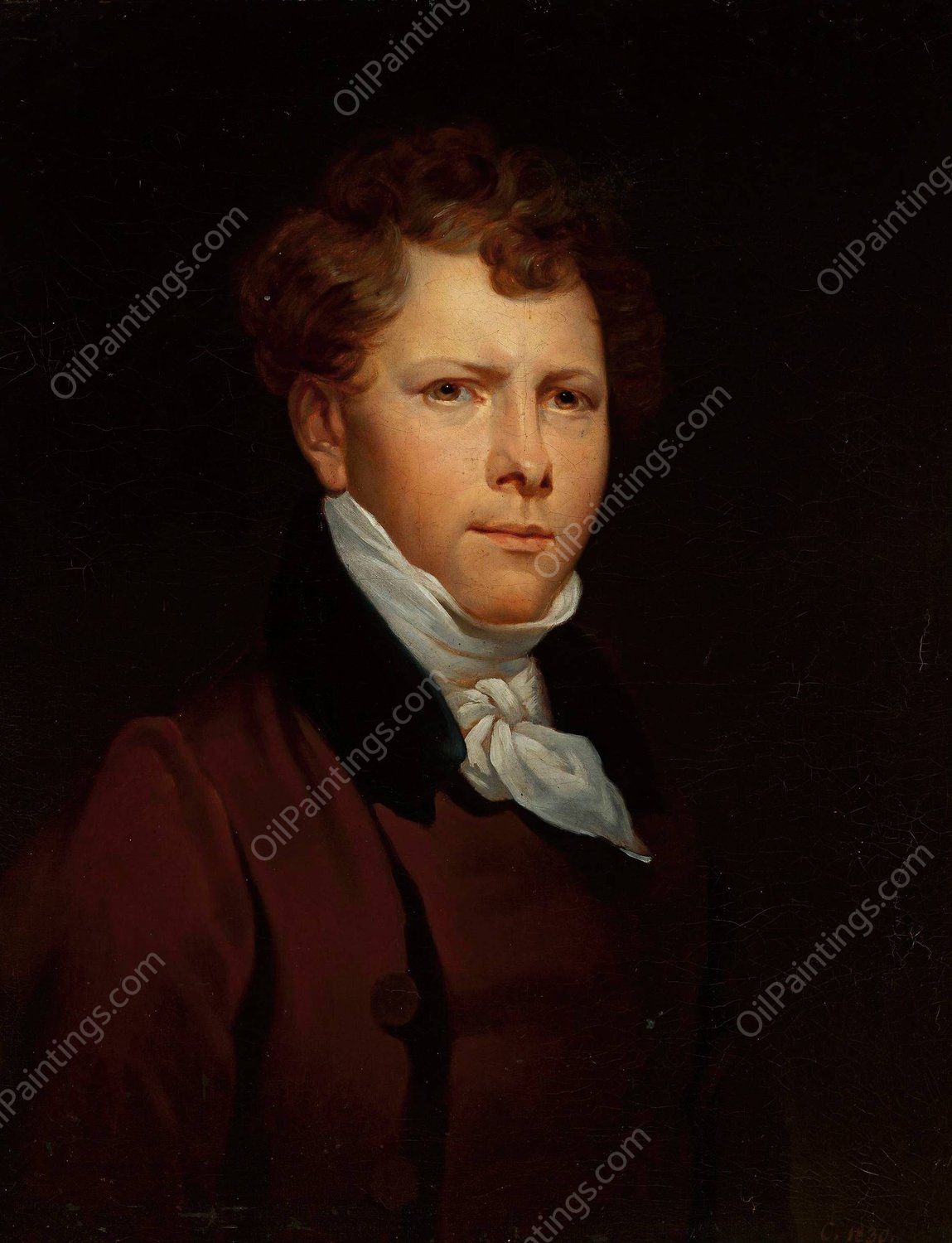 Self-Portrait of Antoni Brodowski  by Rafal Hadziewicz - Hand-Painted Oil Painting Reproduction