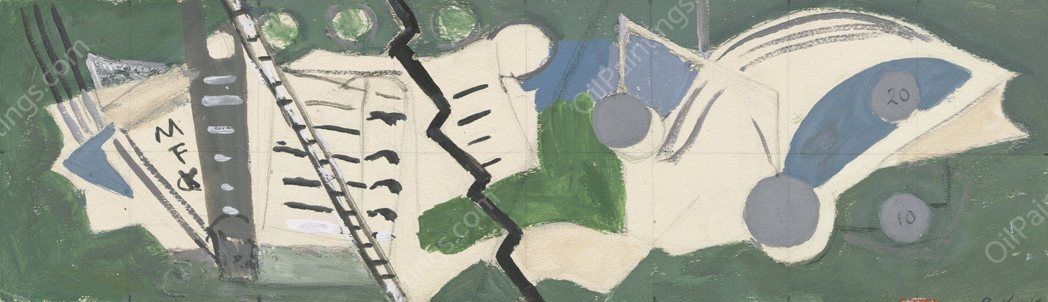 Komposisjon  by Ragnhild Keyser - Hand-Painted Oil Painting Reproduction