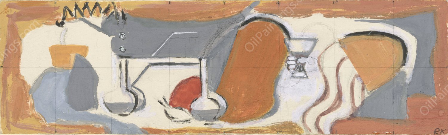 Stilleben med glass  by Ragnhild Keyser - Hand-Painted Oil Painting Reproduction