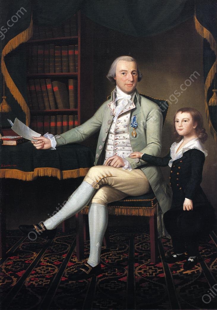 Colonel Benjamin Tallmadge and Son William Talmadge by Ralph Earl - Hand-Painted Oil Painting Reproduction