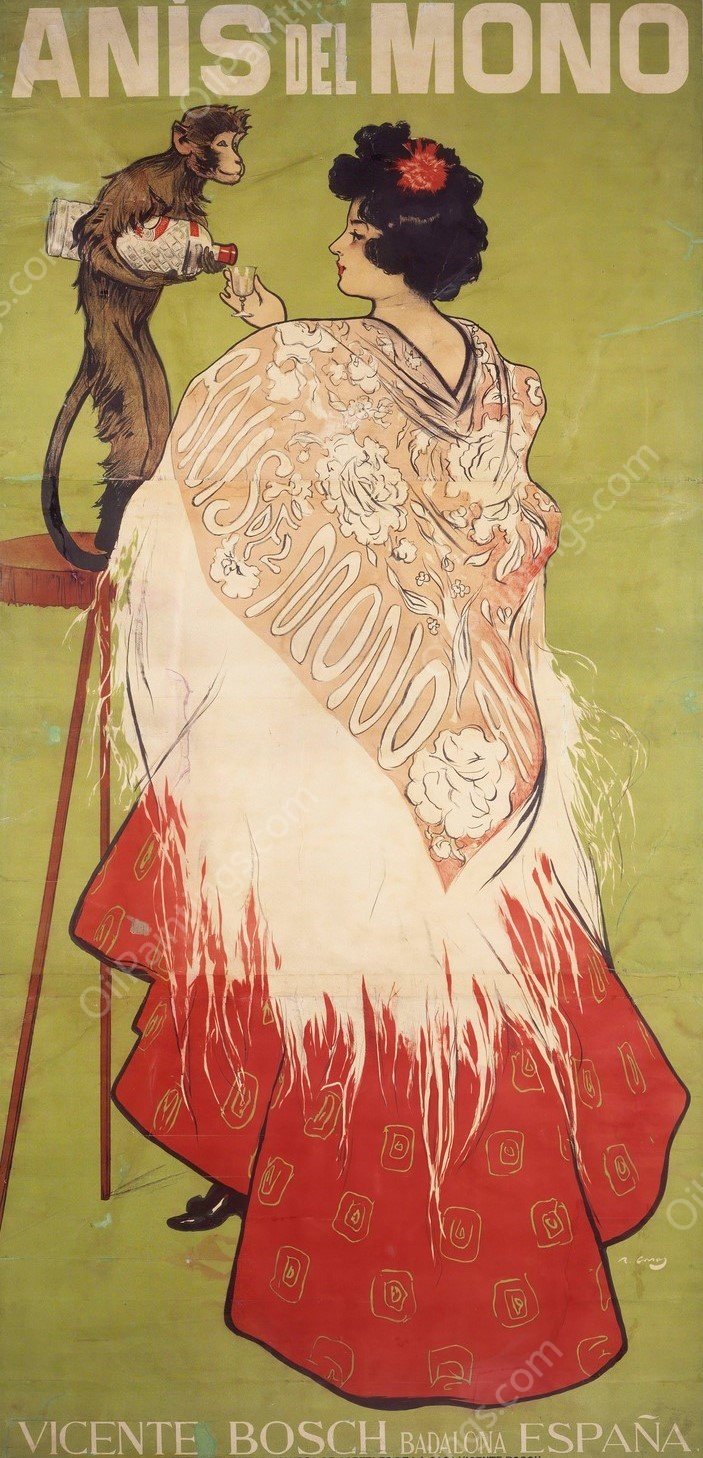 Anis Del Mono  by Ramon Casas - Hand-Painted Oil Painting Reproduction