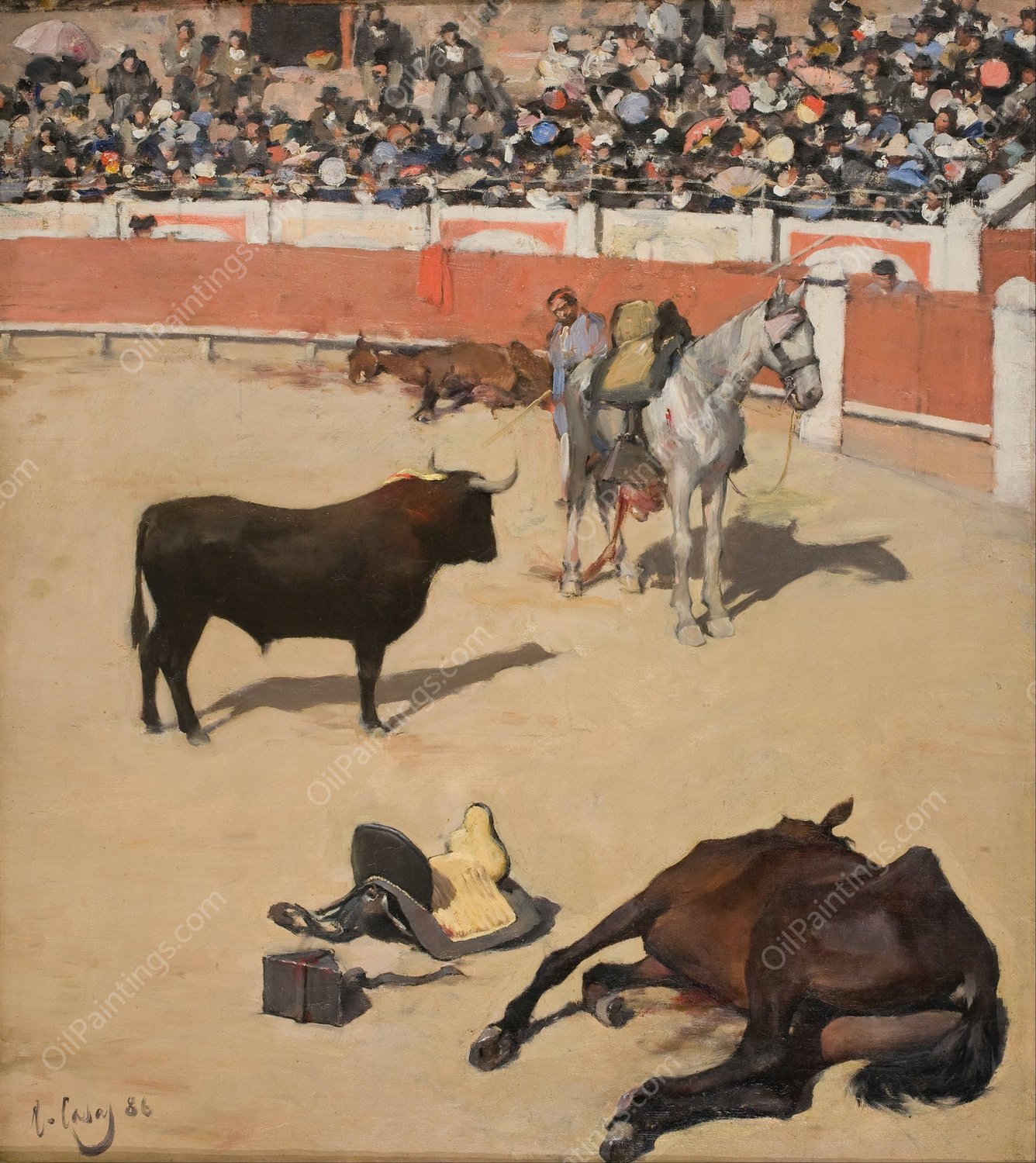 Bulls  by Ramon Casas - Hand-Painted Oil Painting Reproduction