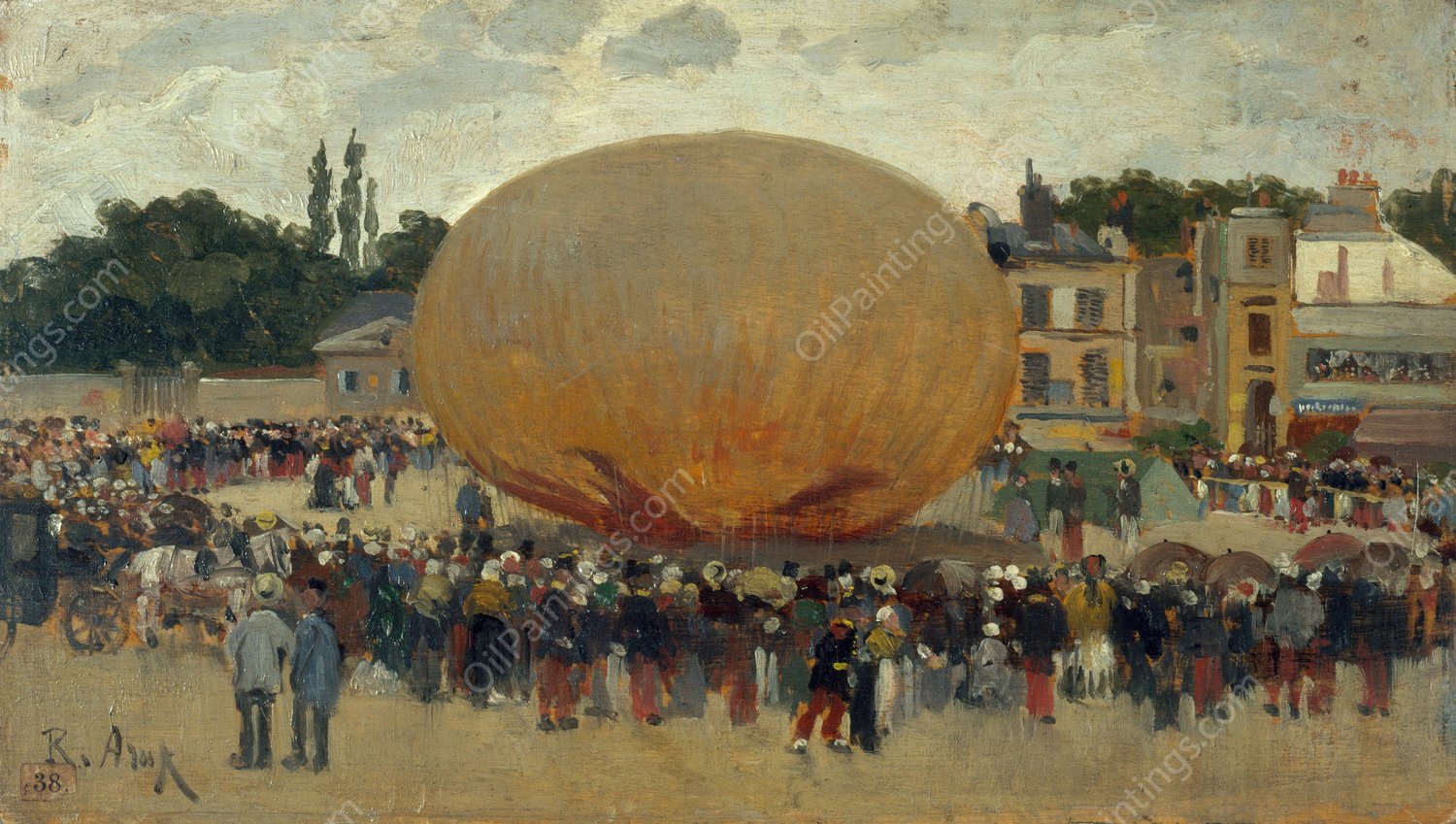 Enlevement d'un ballon  by Raoul Arus - Hand-Painted Oil Painting Reproduction