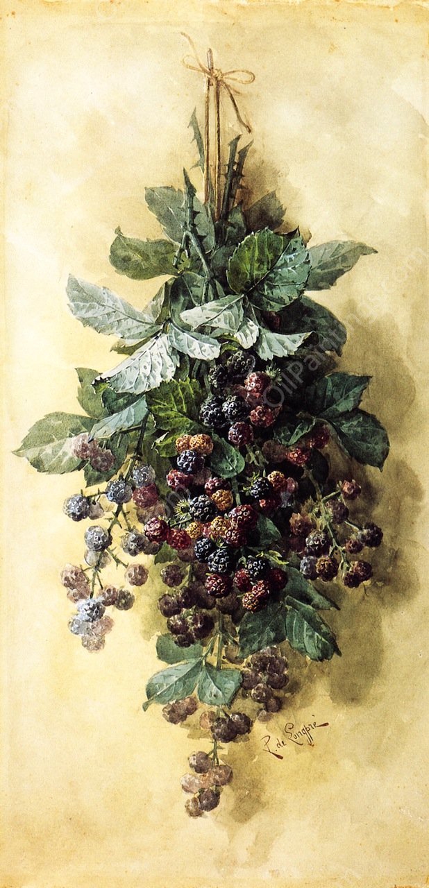 Blackberries by Raoul De Longpre - Hand-Painted Oil Painting Reproduction