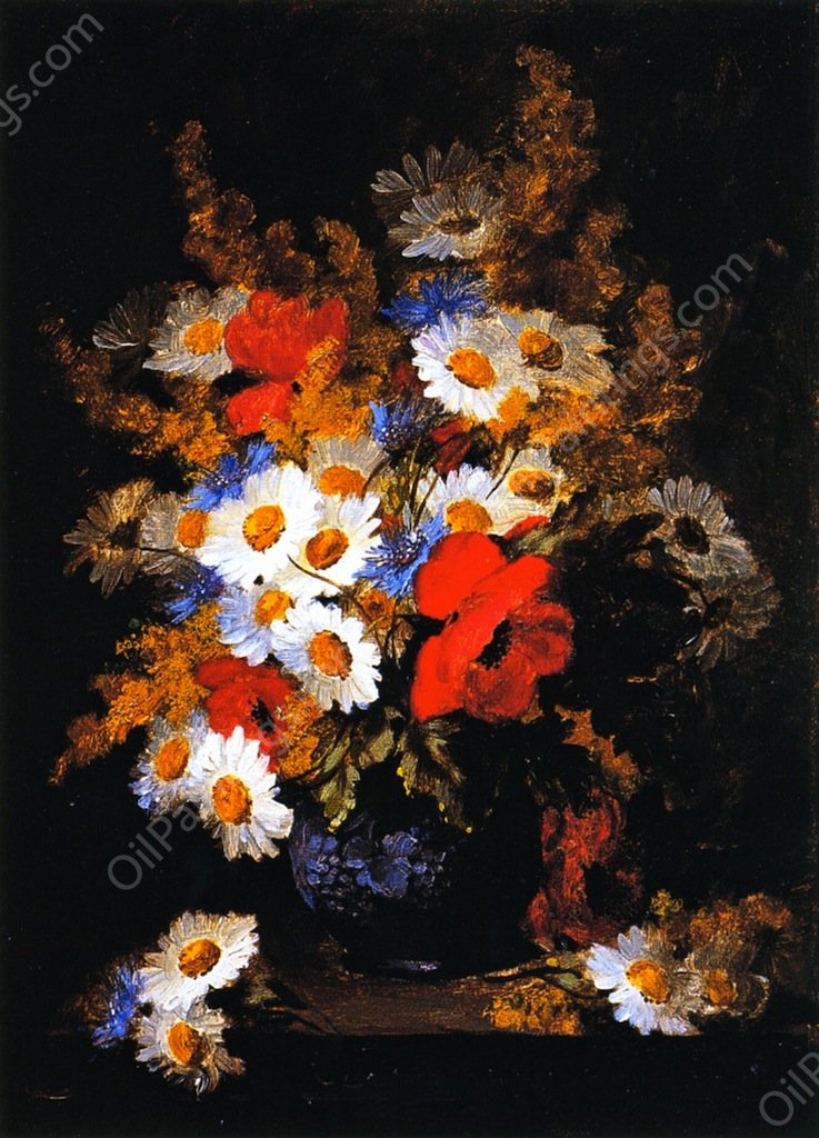 Daisies, Poppies, and Cornflowers by Raoul De Longpre - Hand-Painted Oil Painting Reproduction