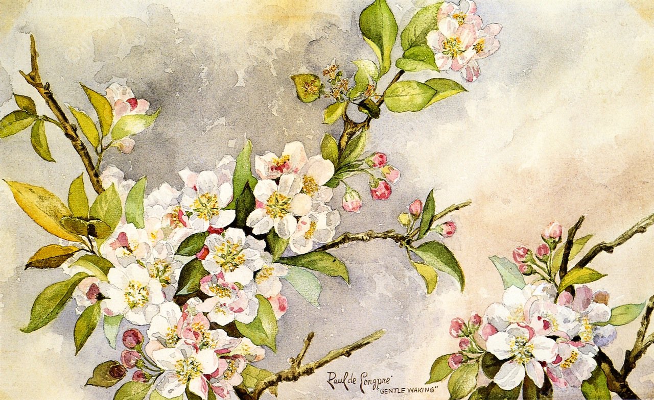 Gentle Wakings by Raoul De Longpre - Hand-Painted Oil Painting Reproduction