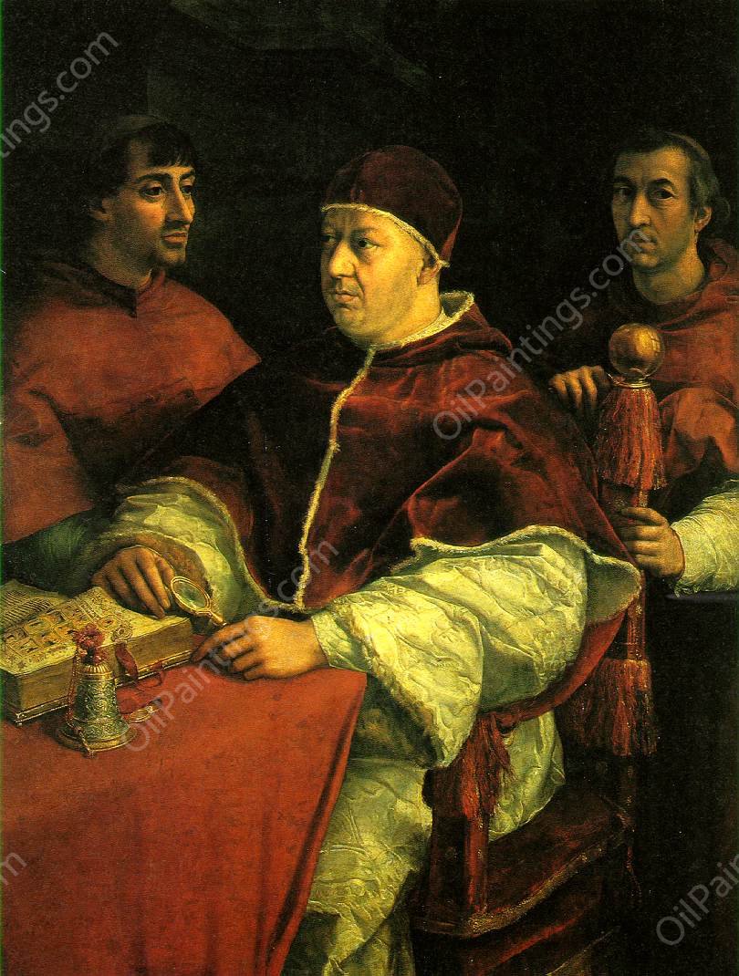 Pope Leo X with Two Cardinals by Raphael - Hand-Painted Oil Painting Reproduction