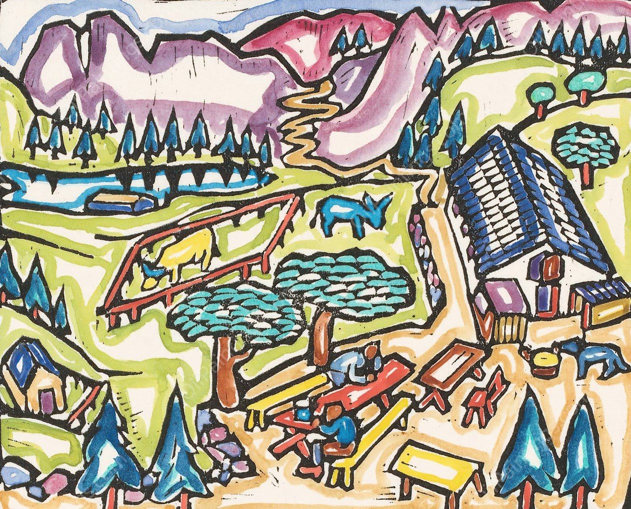 Alm in Ober-Oesterreich  by Reijer Stolk - Hand-Painted Oil Painting Reproduction