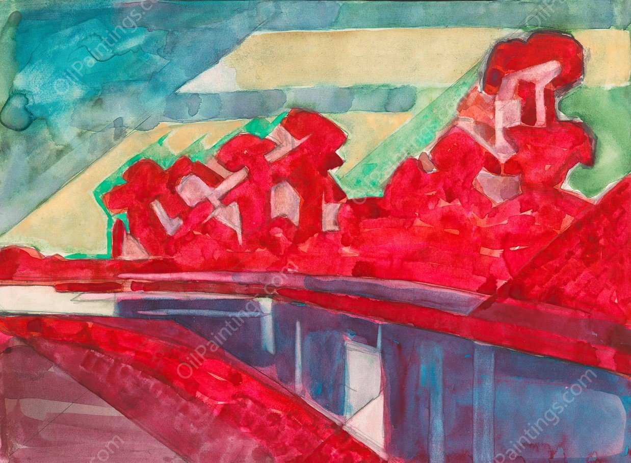 Landschap met bomen langs een vaart  by Reijer Stolk - Hand-Painted Oil Painting Reproduction