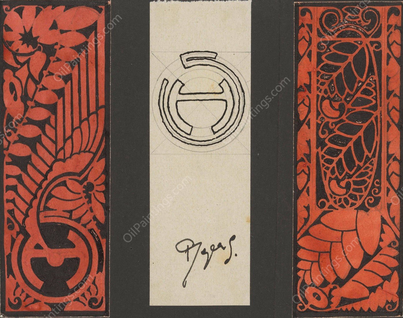 Ontwerp met decoratieve panelen  by Reijer Stolk - Hand-Painted Oil Painting Reproduction