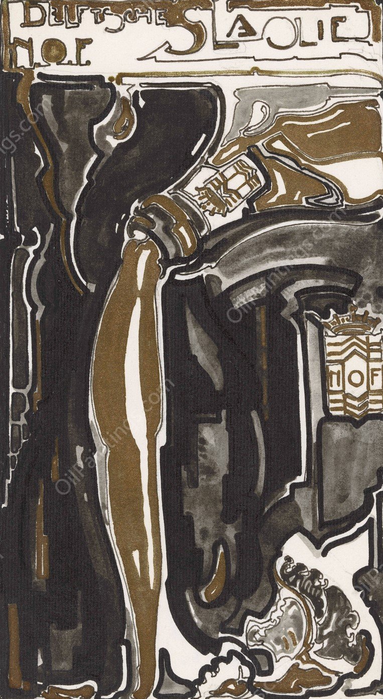 Ontwerp voor reclame voor `Delftsche Slaolie' by Reijer Stolk - Hand-Painted Oil Painting Reproduction