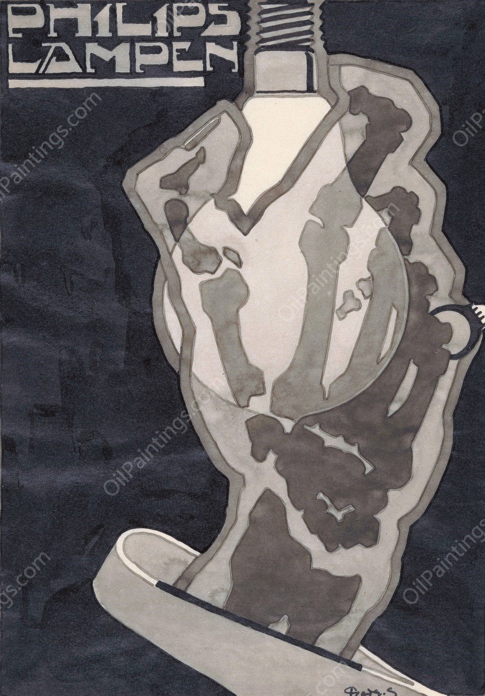 Ontwerp voor reclame voor `Philips Lampen' by Reijer Stolk - Hand-Painted Oil Painting Reproduction