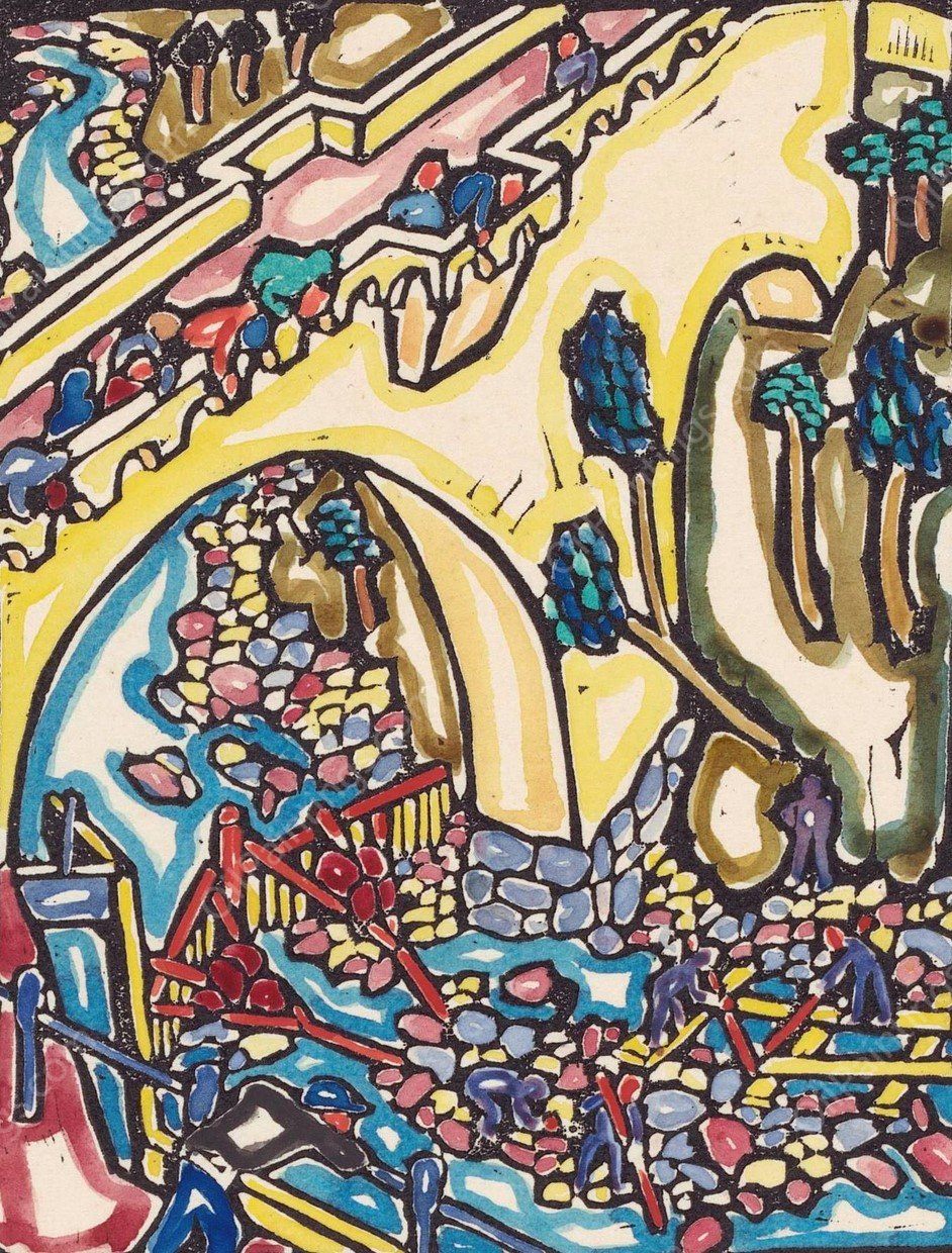 Working in the Adige riverbed  by Reijer Stolk - Hand-Painted Oil Painting Reproduction