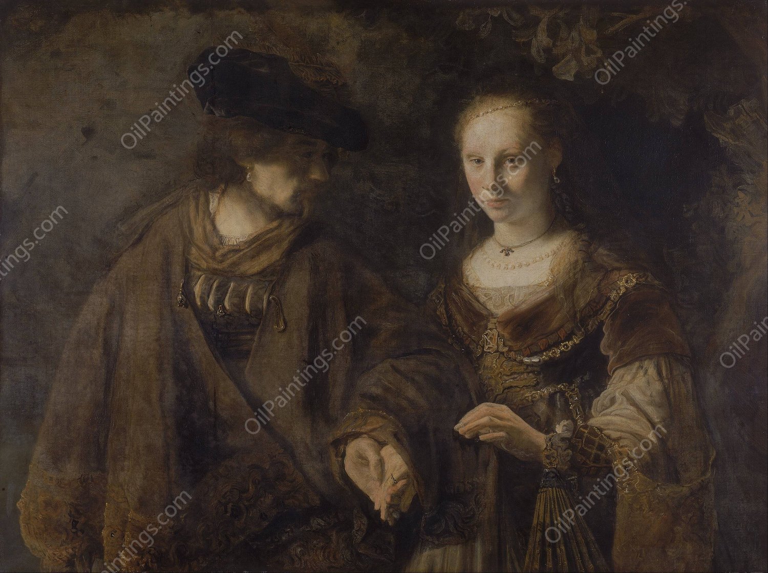 The Betrothal by Rembrandt Van Rijn (Follower) - Hand-Painted Oil Painting Reproduction