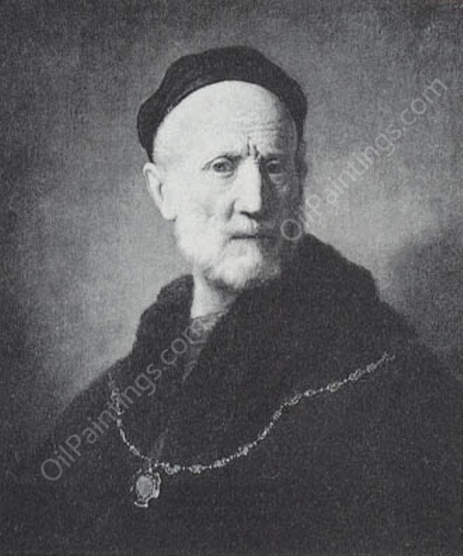 Bust of an Old Man with a Gold Chain by Rembrandt Van Rijn - Hand-Painted Oil Painting Reproduction