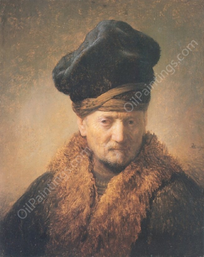 Bust of an Old Man by Rembrandt Van Rijn - Hand-Painted Oil Painting Reproduction