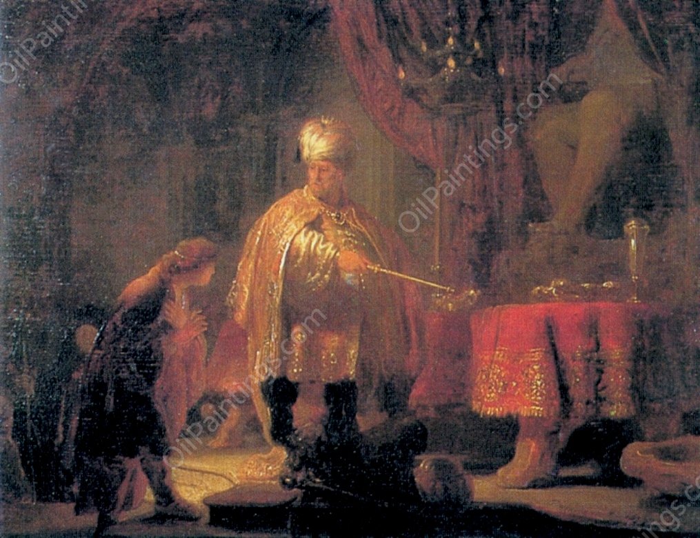 Daniel and King Cyrus in front of the Idol of Bel by Rembrandt Van Rijn - Hand-Painted Oil Painting Reproduction