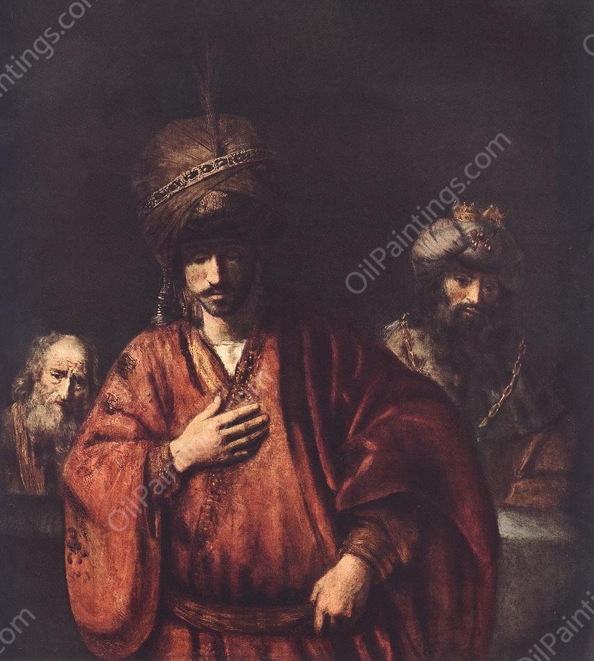 David and Uriah by Rembrandt Van Rijn - Hand-Painted Oil Painting Reproduction