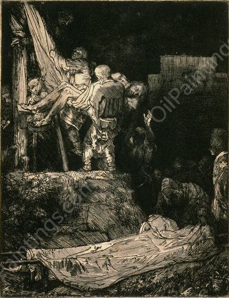 Descent from the Cross by Torch Light by Rembrandt Van Rijn - Hand-Painted Oil Painting Reproduction