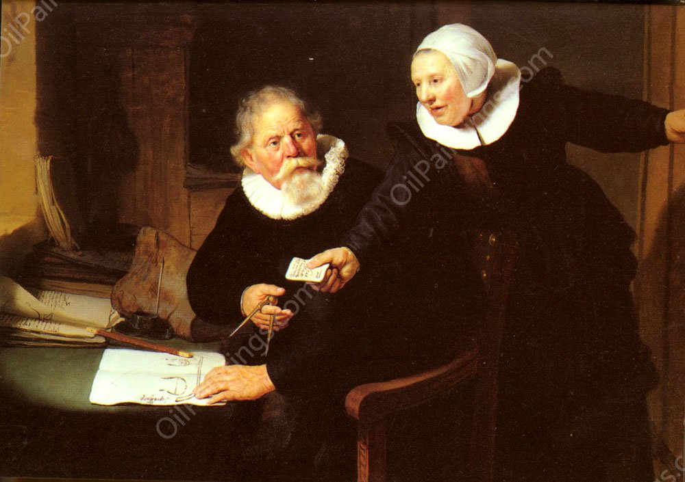 Jan Rijcksen and his Wife, Griet Jans ('The Shipbuilder and his Wife') by Rembrandt Van Rijn - Hand-Painted Oil Painting Reproduction