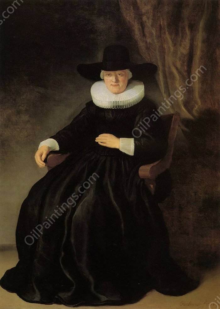 Maria Bockennolle , Wife of Johannes Elison by Rembrandt Van Rijn - Hand-Painted Oil Painting Reproduction