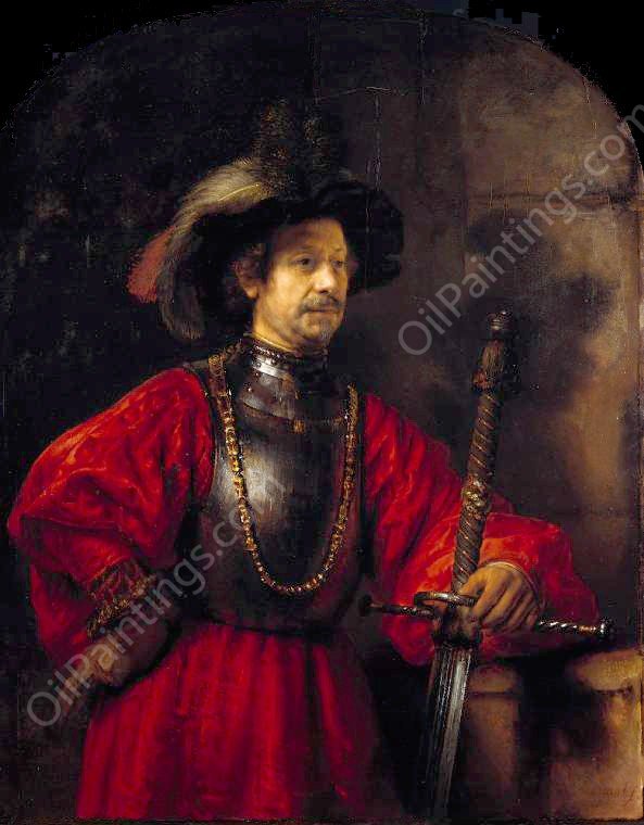 Portrait of a Man in Military Dress by Rembrandt Van Rijn - Hand-Painted Oil Painting Reproduction