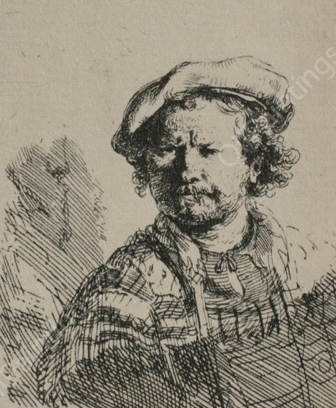 Rembrandt with a Flat Cap and Slashed Vest by Rembrandt Van Rijn - Hand-Painted Oil Painting Reproduction