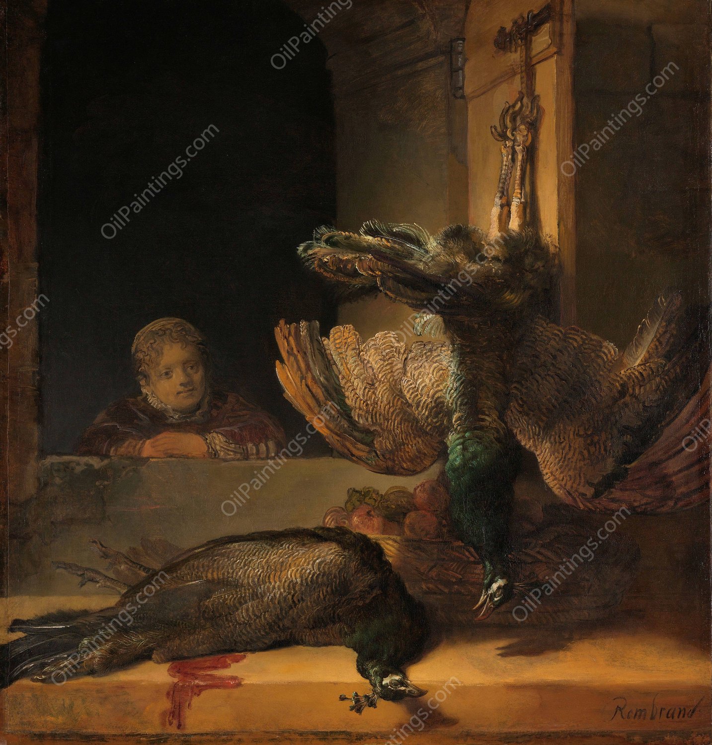 Still Life with Peacocks  by Rembrandt Van Rijn - Hand-Painted Oil Painting Reproduction