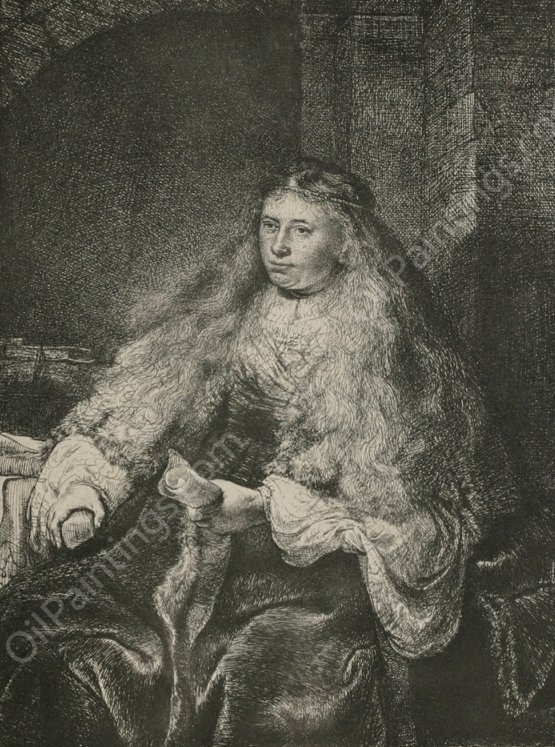 Study of Saskia; called the 'Great Jewish Bride' by Rembrandt Van Rijn - Hand-Painted Oil Painting Reproduction