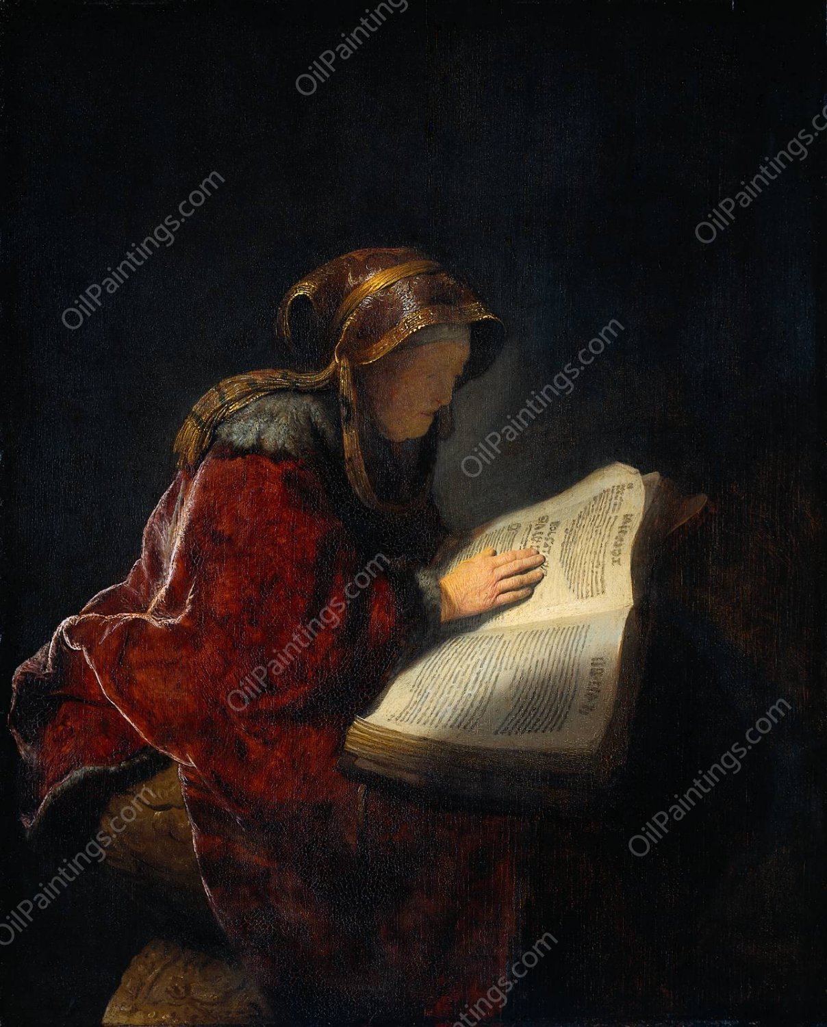 The Prophetess Anna (known as 'Rembrandt's Mother') by Rembrandt Van Rijn - Hand-Painted Oil Painting Reproduction