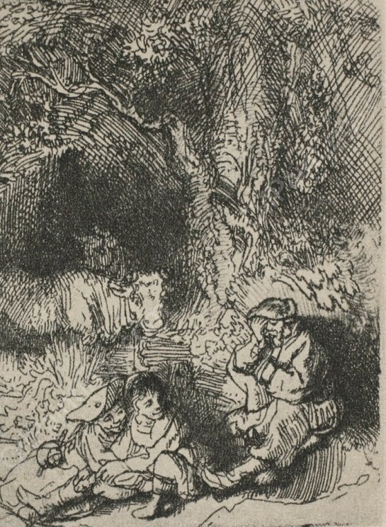 The Shepards and the Family by Rembrandt Van Rijn - Hand-Painted Oil Painting Reproduction